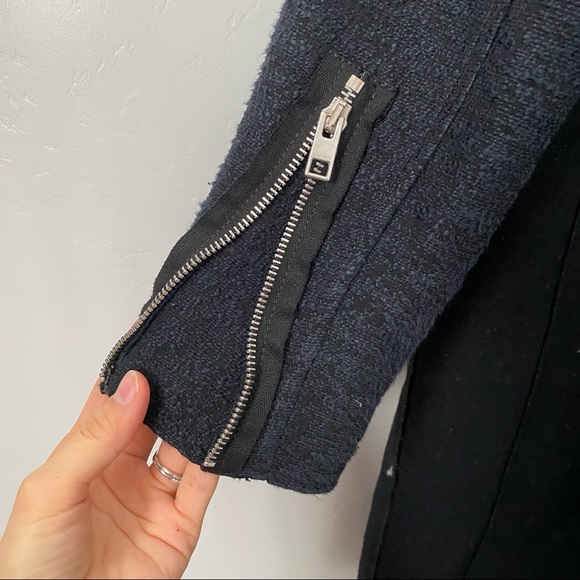 ALL SAINTS | Black Rio Wool Blend Zipper Parka Coat - Picture 12 of 13